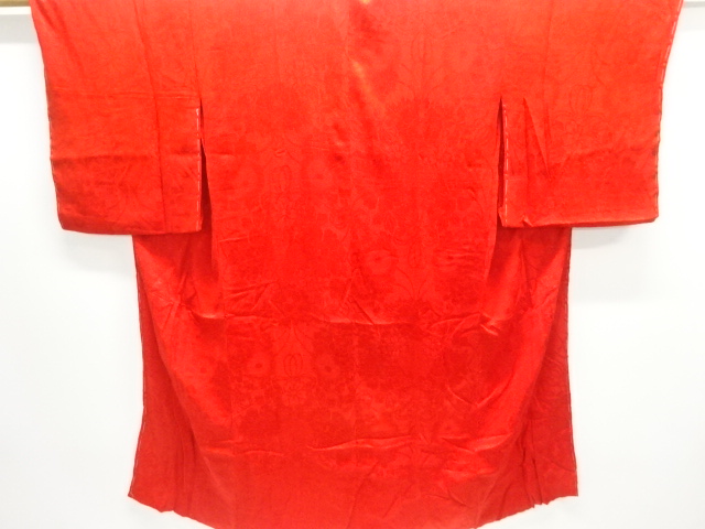 JAPANESE KIMONO / ANTIQUE JUBAN / SILK / MON KINSHA / WOVEN FLORAL CLASSICAL PATTERN